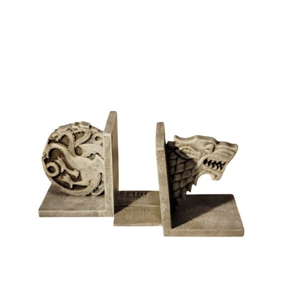 Game of Thrones House of Stark Direwolf Bookends HBO Dark Horse Collectible Gray - Picture 2 of 12